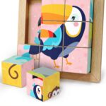 6-in-1 würfelpuzzle aus Holz mit bunten Tiermotiven – kreatives Holz Würfelpuzzle für Puzzle Kinder ab 2 Jahren und spielerisches Holzwürfel puzzle zur Förderung der Motorik.