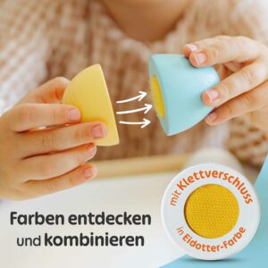 Kinder entdecken Farben und kombinieren spielzeug Eier aus Holz mit Klettverschluss, kreatives Kaufladen Zubehör Holz, Holzeier für Kinderküche und Kaufmannsladen, tolles Ostergeschenk für Kinder.