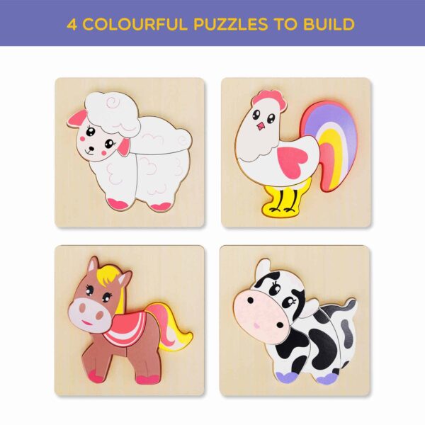 Merle Toys - Erstes Holzpuzzle auf dem Bauernhof, Steckpuzzle 4