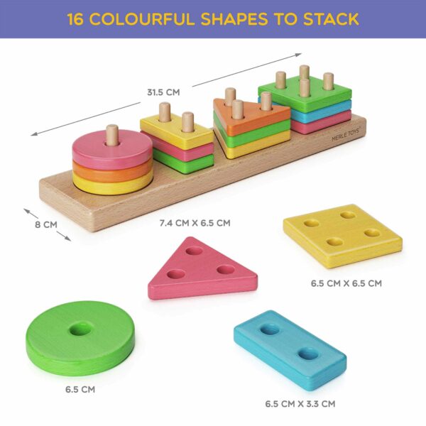 Merle Toys - erstes geometrisches Steckspiel - Formen-Sortierspiel aus Holz 4