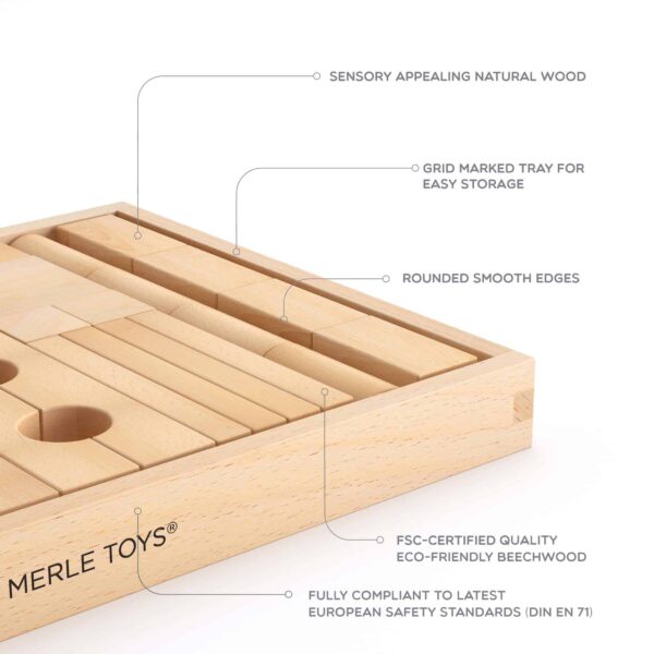 Merle Toys - Holzbausteine ab 2 Jahren, Bauklötze aus Holz, Montessori Spielzeug, Kreativ-Set aus 46 Bausteine 4
