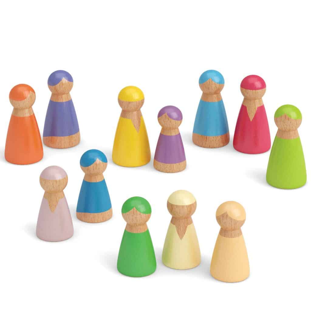 Merle Toys - Rainbow wooden figures, Waldorf toys from 2 years