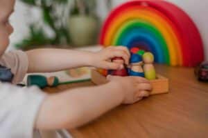 Merle Toys® Montessori Spielzeug für Babys, einschließlich Holzregenbogen