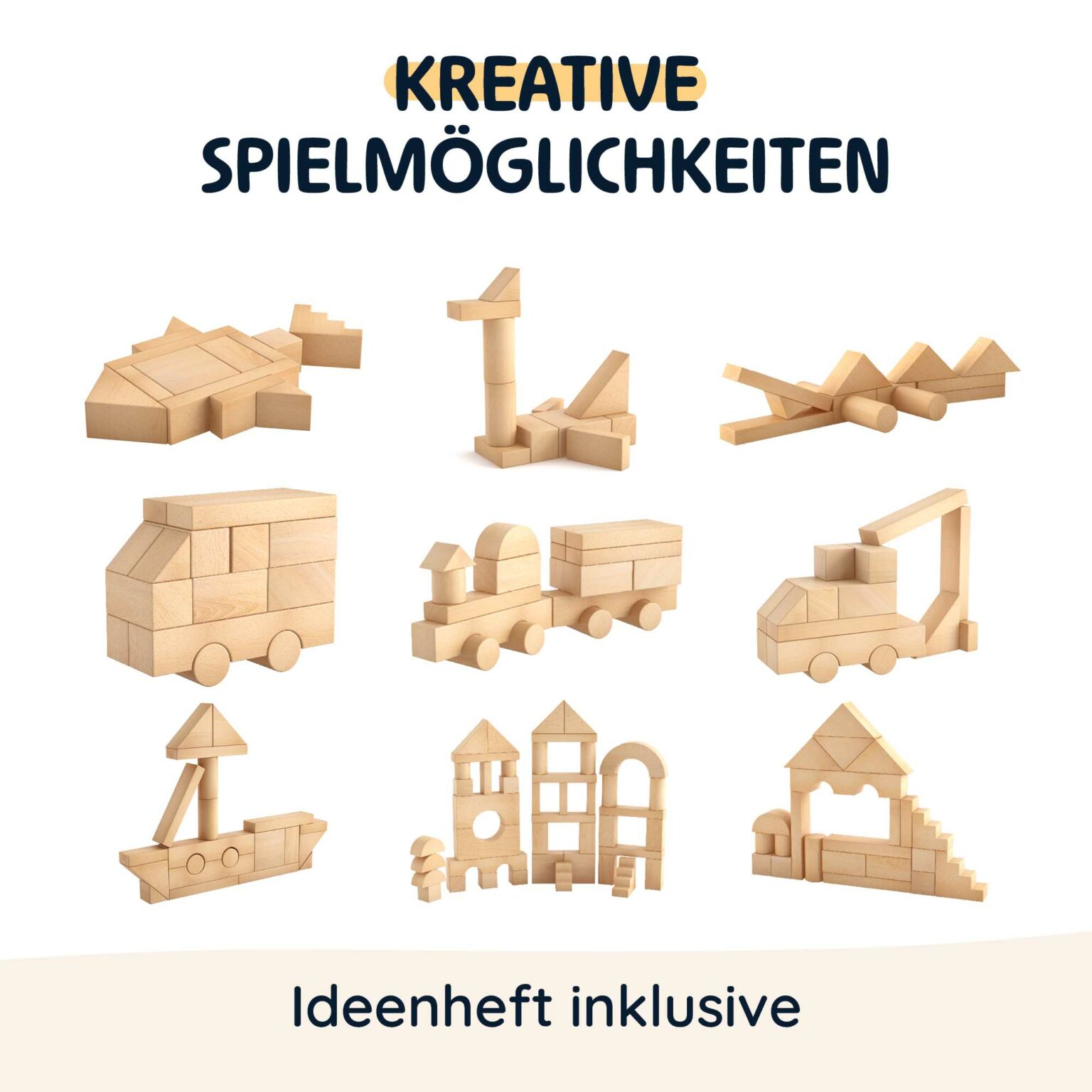spielzeug zum zusammenstecken Holzbausteine 46er Set aus 100% Buchenholz mit „spiel gut"-Siegel