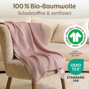 Babydecke Strick in Rosa von Merle Toys – Babydecke aus Bio-Baumwolle: GOTS & OEKO-TEX zertifiziert sowie schadstofffrei.