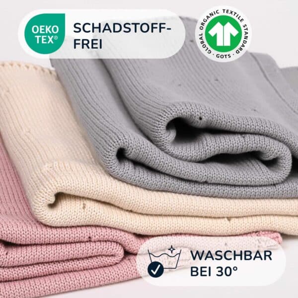 Infancie Strickdecke Aus 100% Bio-Baumwolle – 80x110 Cm, 350-360 G | Weich & Atmungsaktiv