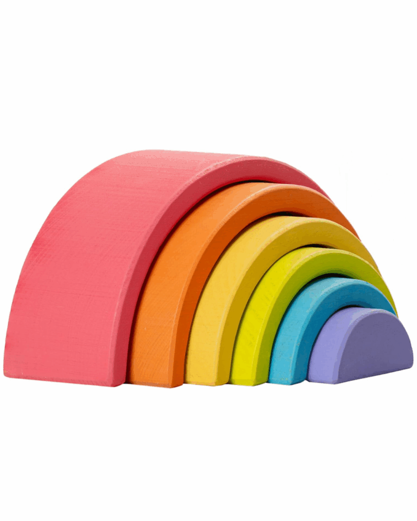 Regenbogen-Holzspielzeug in Pastellfarben – pädagogisch bunten Farben. Geschenke für 1-Jährige und inspirierende Geschenkideen für 1 jährige, geeignet als nachhaltiges Weihnachtsgeschenk für Kleinkinder.