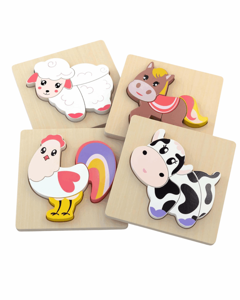 Holzpuzzle mit Bauernhofmotiven – kindgerechte Geschenke für 1-Jährige und spielerische Geschenkideen für 1 jährige, ideal für Kleinkinder als Weihnachtsgeschenk mit Lerneffekt.