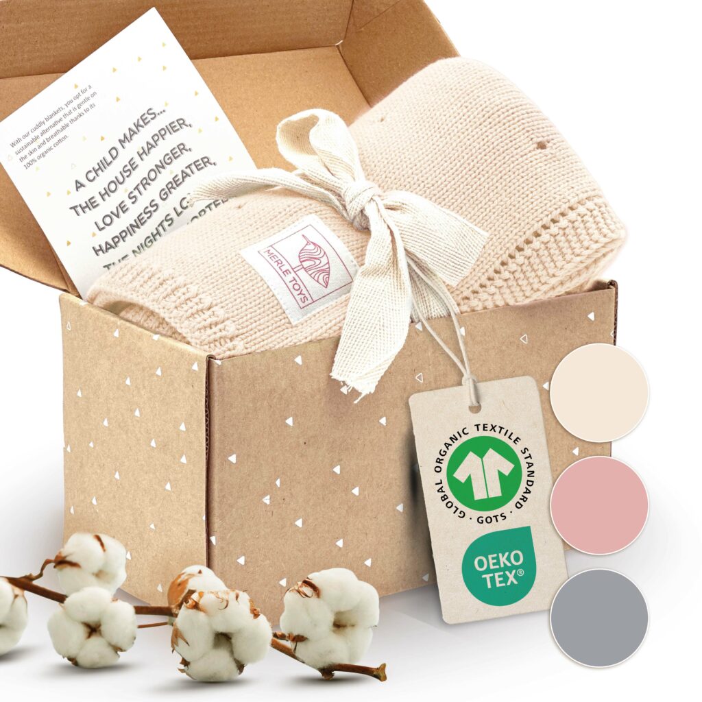 Merle Toys, Knitted Newborn Blanket, Newborn Cotton Blanket for Newborn in Beige2