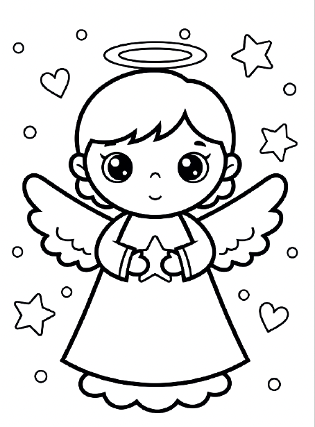 Sanftes Ausmalbild Weihnachten pdf. Wunderschönes Ausmalbild Engel Weihnachten, optimal geeignet für Ausmalbilder zu Weihnachten kostenlos drucken. Ein klassisches Ausmalbild Weihnacht.
