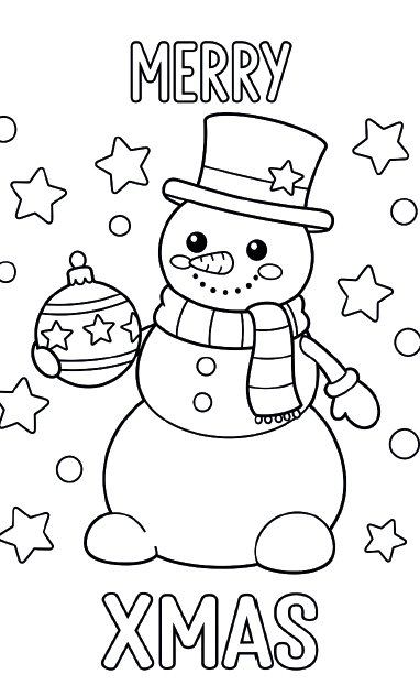 Fröhliches Ausmalbild Weihnachten pdf. Beliebt als Ausmalbild Winter Weihnachten und geeignet für Ausmalbilder zu Weihnachten kostenlos drucken – ein schönes klassisches Ausmalbild Weihnachten mit Schneemann-Motiv.