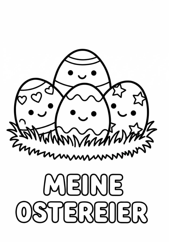 Merle Toys Malvorlagen für Ostereier: Ostereier im Nest mit „Meine Ostereier“ – Ausmalbilder Ostern als Eier Ausmalbilder und Vorlage Ostereier, ein Ausmalbild Ostern einfach für Kinder.